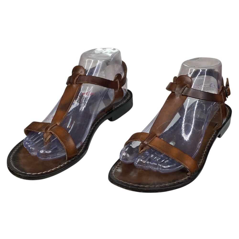 IL Bisonte Women’s Brown Leather Slingback Sandals Size 39 US 7.5 - Picture 6 of 12